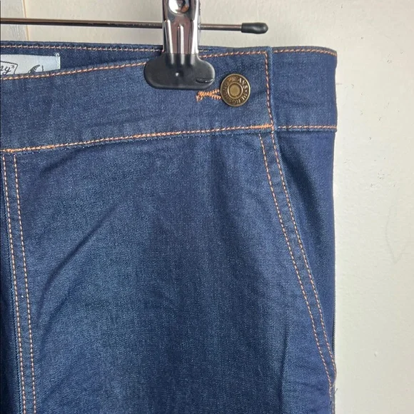 Hell Bunny Charlie Dark Blue Cuffed Capri Jeans Pants Rockabilly Pedal Pushers L - Picture 4 of 8
